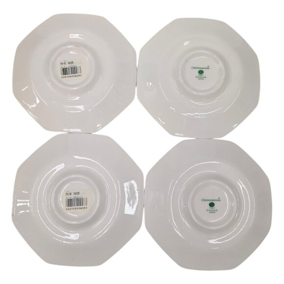 Nikko Christmastime 8 Pc Set 4 Cups 4 Saucers Octagon Christmas Tree JAPAN - Picture 7 of 13